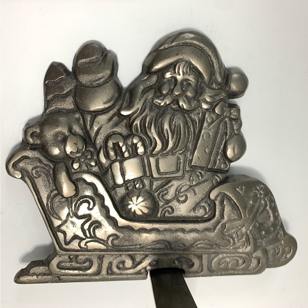 Vintage Noel Grandeur Christmas Stocking Holder Santa & Sleigh Metal Tau…